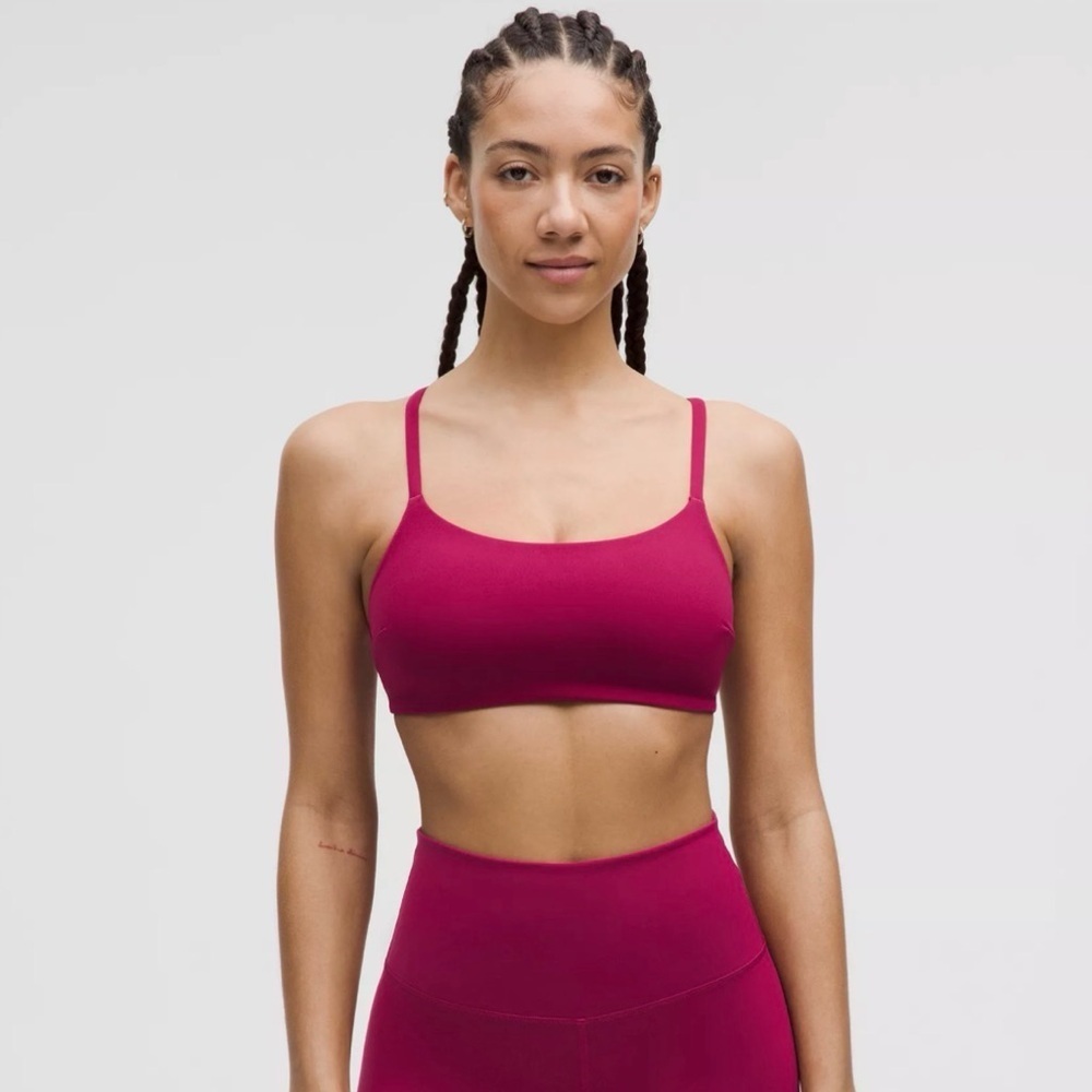 LULULEMON Wunder Train Strappy Racer Bra *Light Support C/D Cup 14 Magenta Smoke